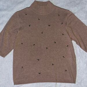Van Heusen Brown Turtleneck with Embroidered Details